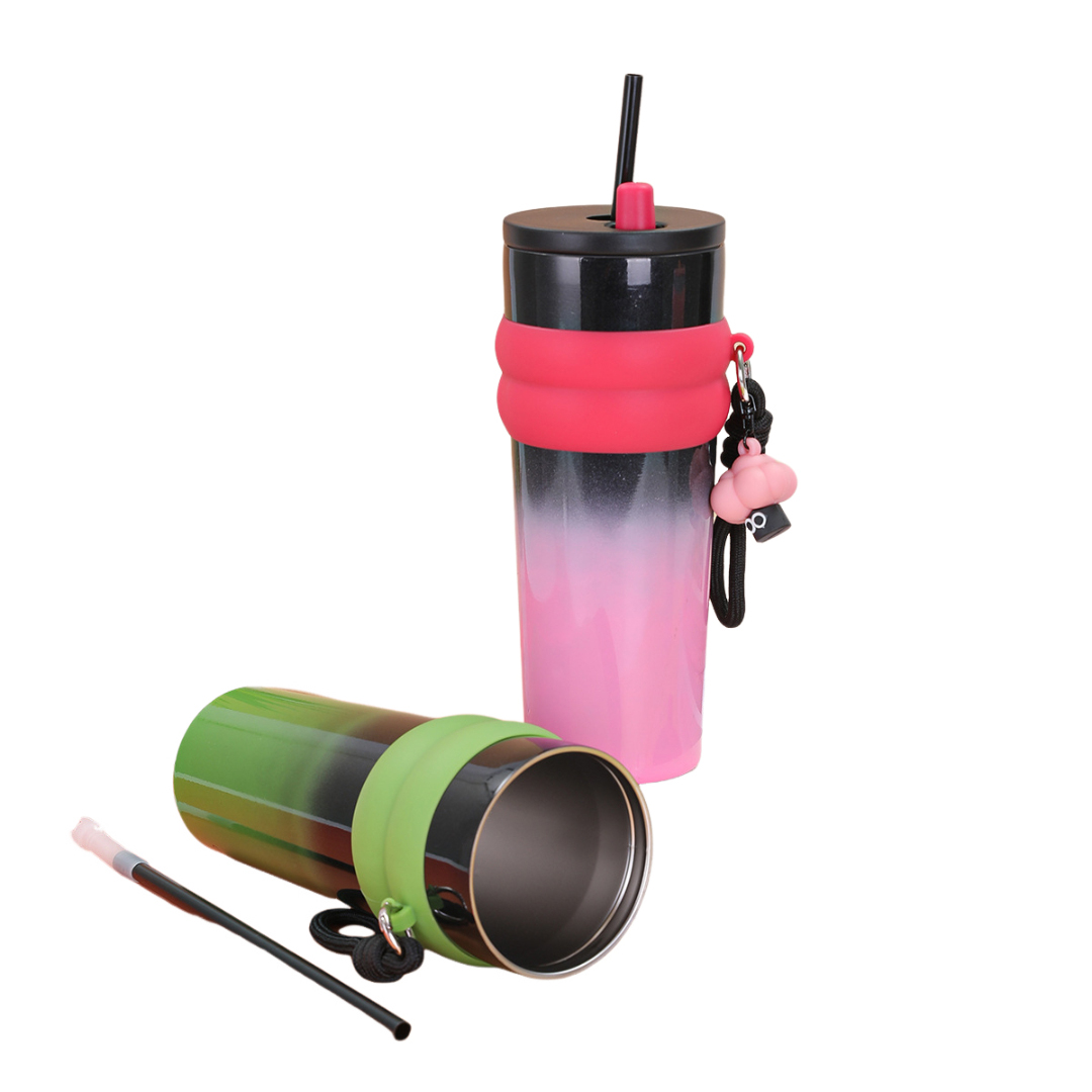 24oz Stainless Steel Straw Tumbler With Lifting Rope
