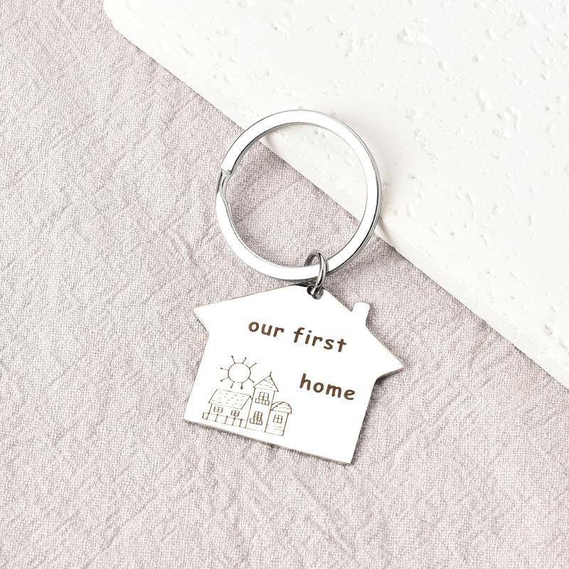 Stainless Steel House-Shaped Keychain