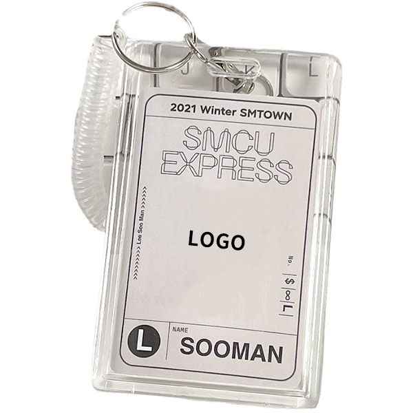Acrylic Transparent Double Card Protective Cover Plastic Key Chain Display License