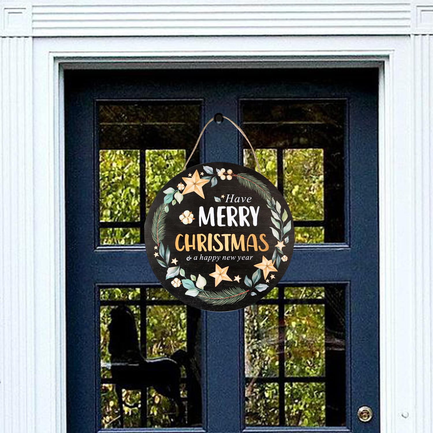 Christmas Doorplate Sign Wood Ornament Festive Decoration