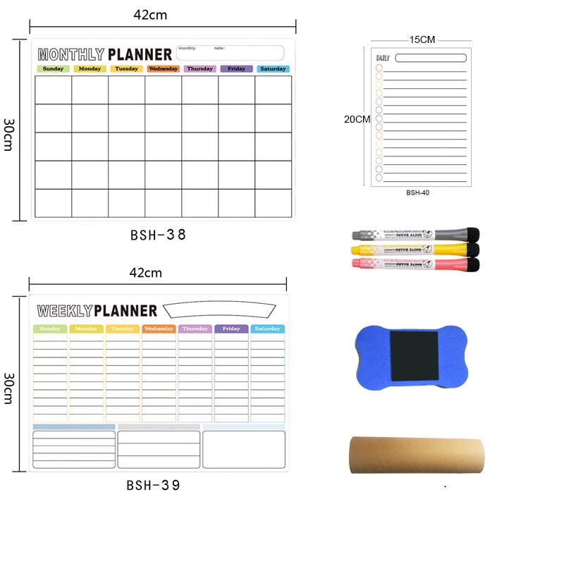 Fridge Pad Magnetic Monthly Weekly Daily Planner Whiteboard