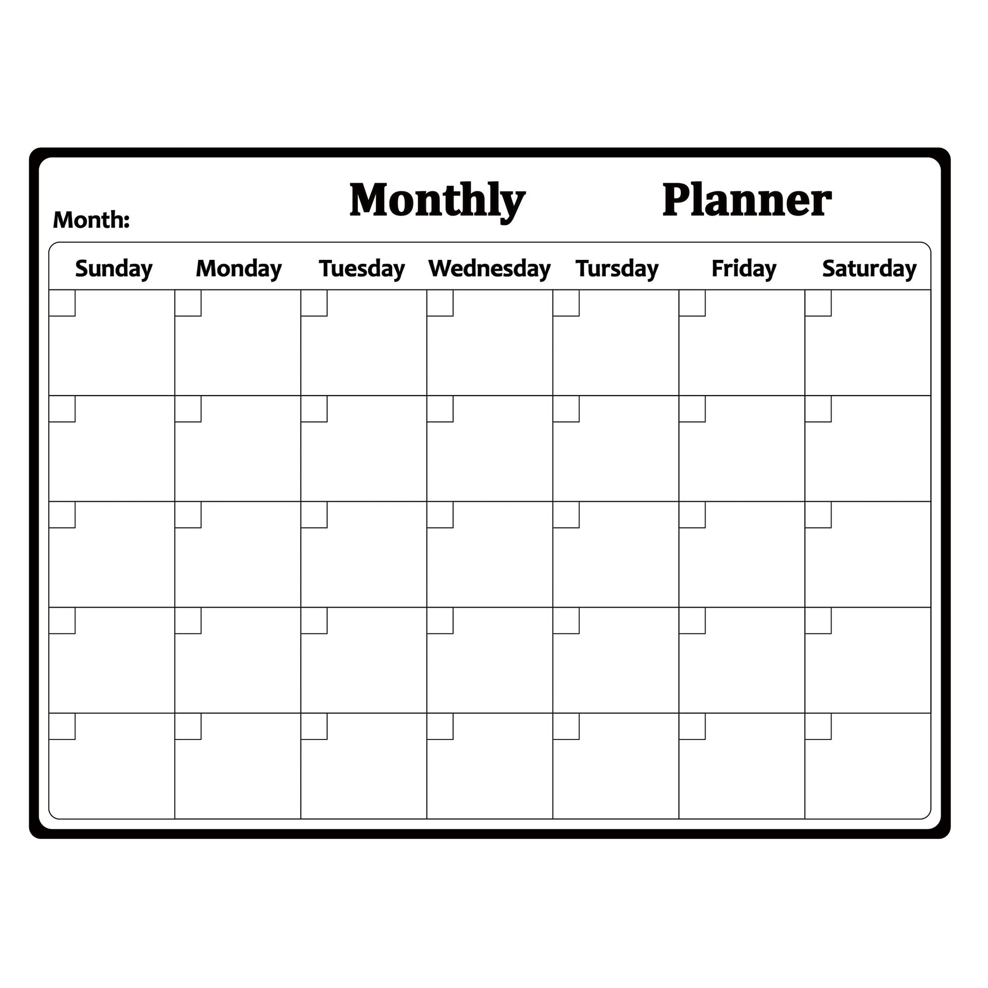 Reusable Magnetic Dry Erase Monthly Planner