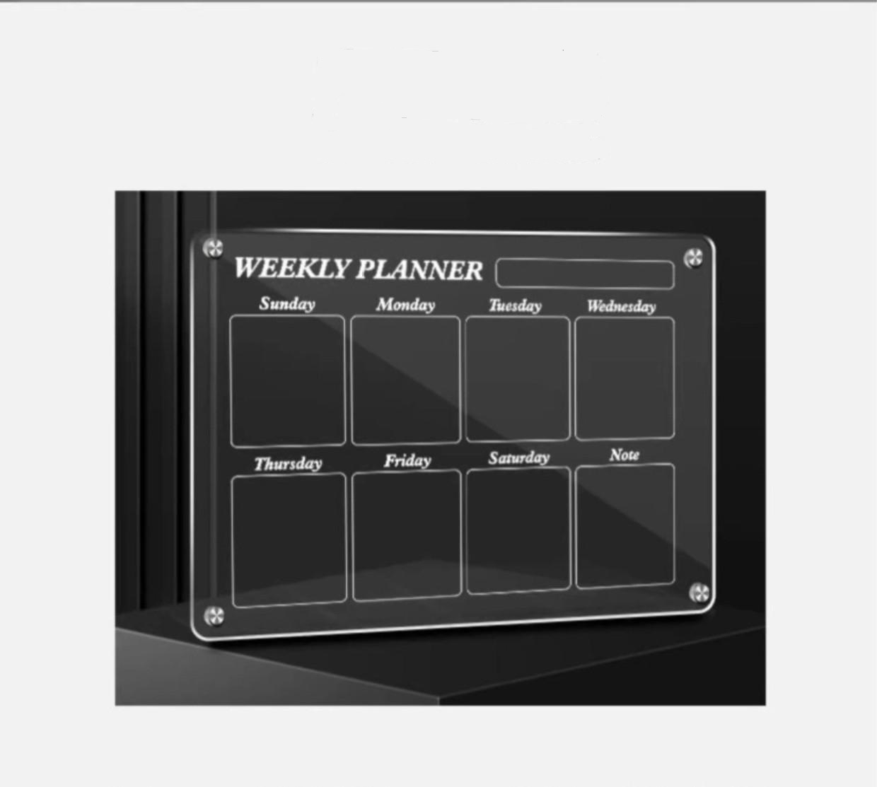 Fridge Magnetic Clear Acrylic Weekly Planner Board Dry Erase