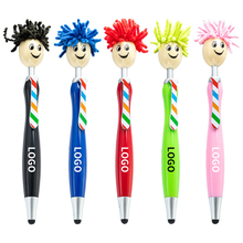 Cartoon Doll Head Hairstyle Ballpoint Pen With Stylus