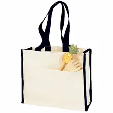 Cotton Canvas Tote Bags Shopping Grocery w/ Pocket