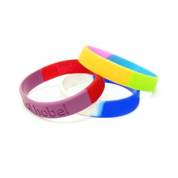 Custom Debossed Segmented Mix Color Silicone Wrist Bands