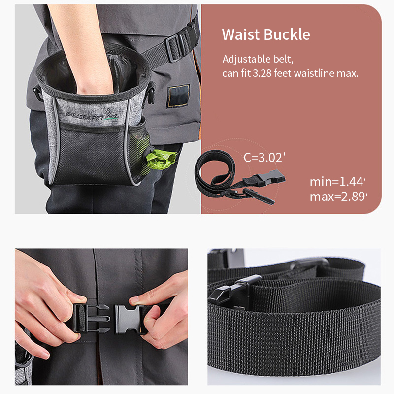 Dog Treat Training Pouch Puppy Treat Bag with Waist Belt Shoulder Strap Waist Clip Easy to Carry