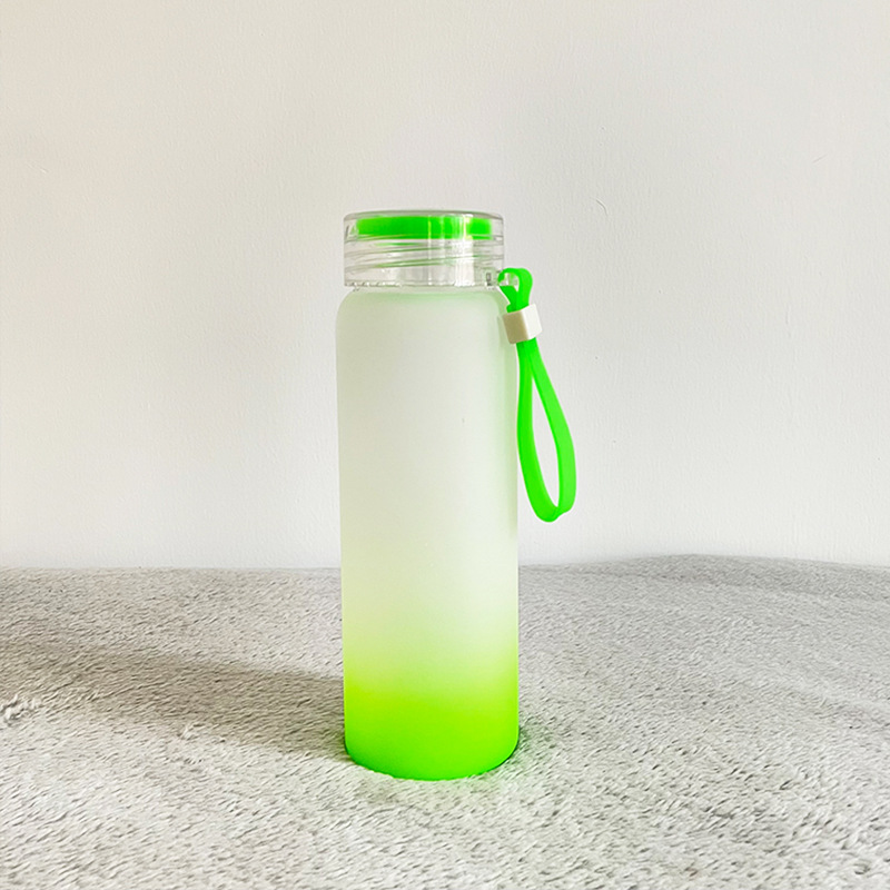 Frosted Glass Water Bottle Wide Mouth Colorful Water Bottle