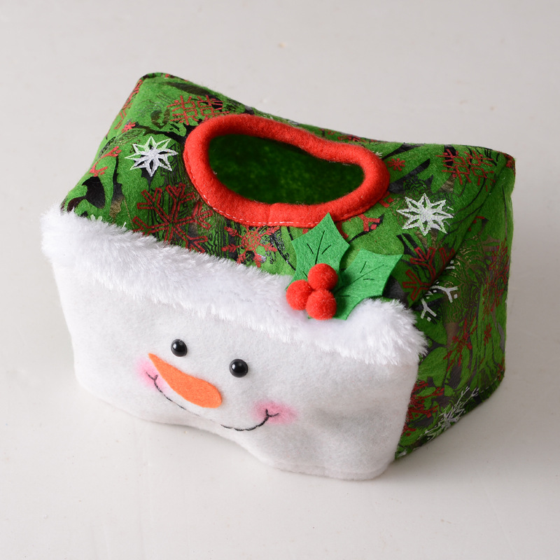 Tissue Box Cover Rectangular Santa/Snowman Tissue Holder Paper Towel Holder Christmas Decorations