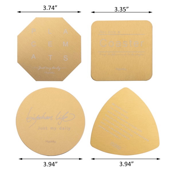 Heat Insulation Stainless Steel Gold Color Electroplate Coasters