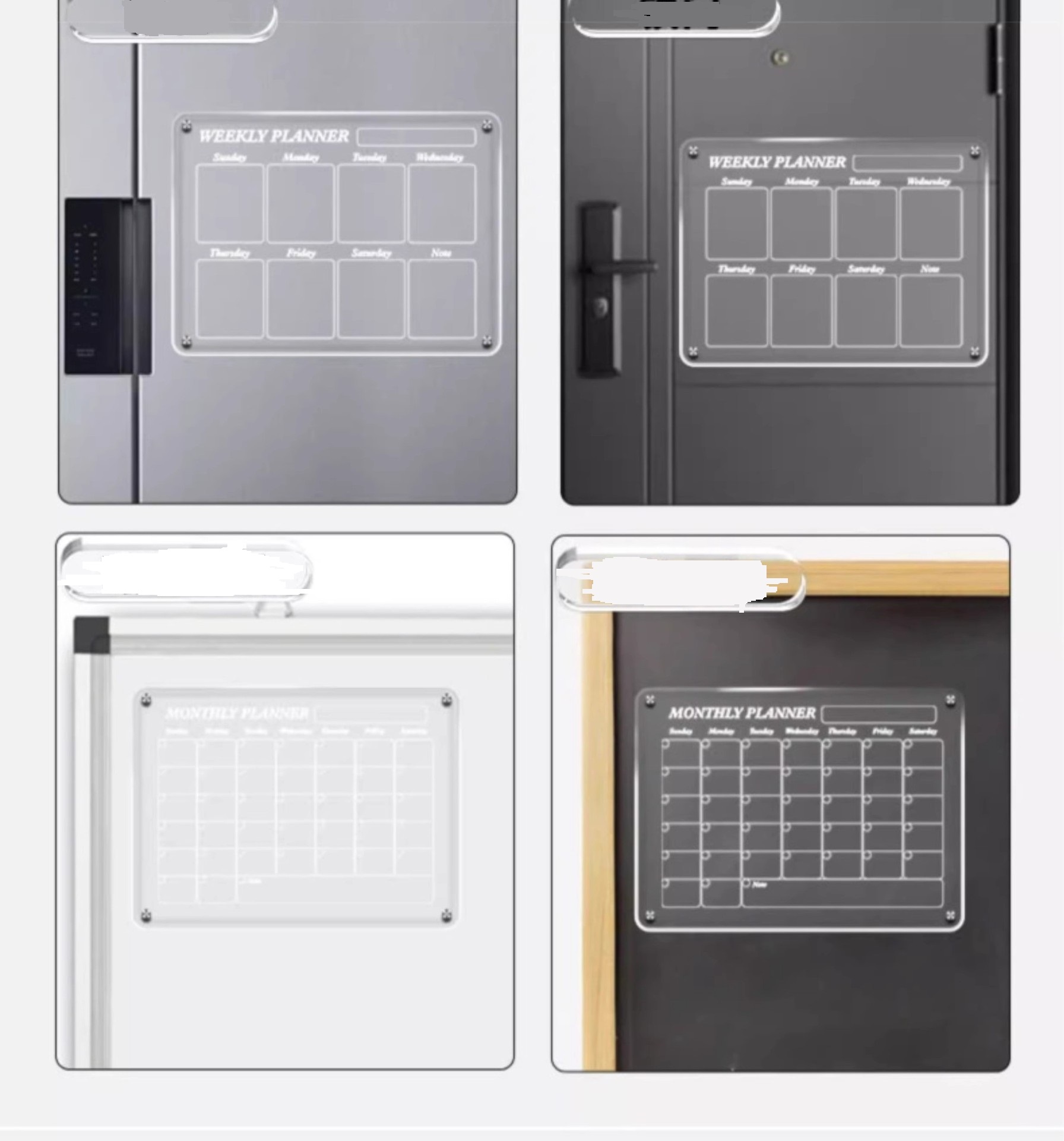 Fridge Magnetic Clear Acrylic Weekly Planner Board Dry Erase