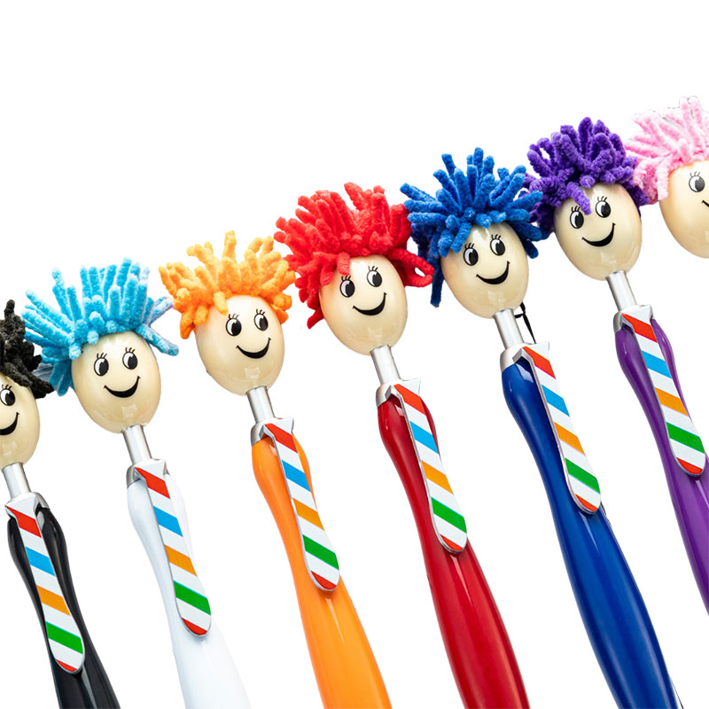 Cartoon Doll Head Hairstyle Ballpoint Pen With Stylus