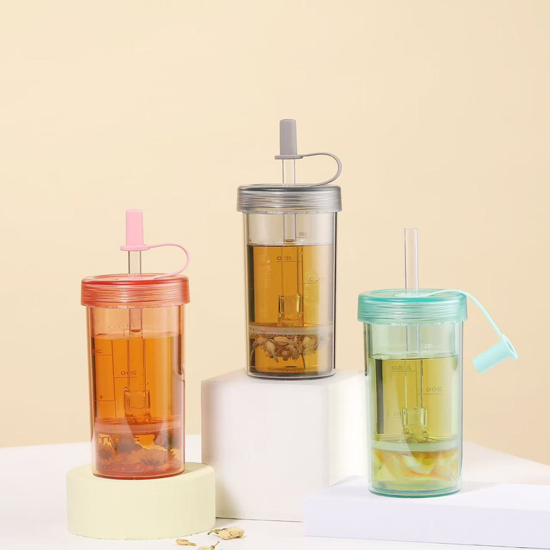 12oz Anti Scald Double-layer Office Straw Cup