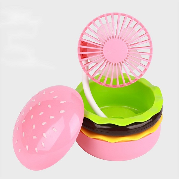 Hamburger Shape Foldable Electric Fan with Mirror