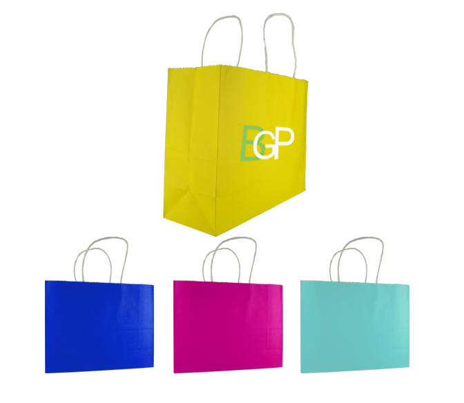 Custom Logoed Recycled Colorful Kraft Paper Gift Shopping Bag