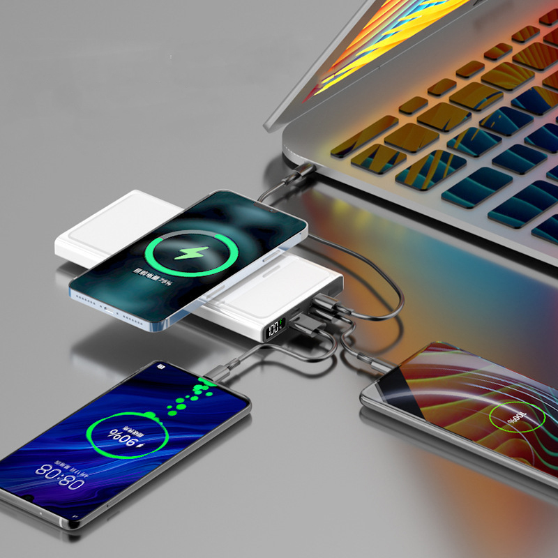 Wireless Portable Charger Power Bank, 1000mAh 15W Fast Wireless Charging 22.5W Power Delivery Phone Charger, 4 Output & Dual Input
