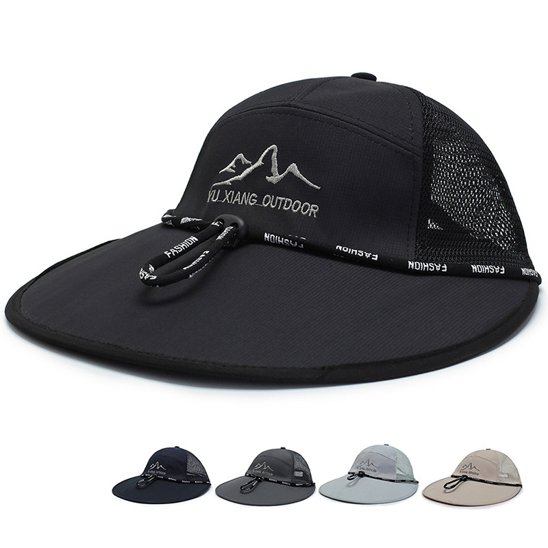 Flat Bill Super Wide Brim Snapback Trucker Mesh Hat
