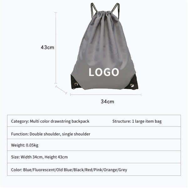 Men's And Women's Outdoor Large Capacity Drawstring Backpack Sports Storage Bag