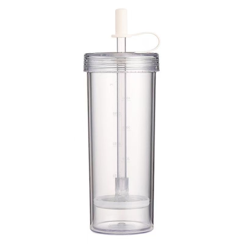 12oz Anti Scald Double-layer Office Straw Cup