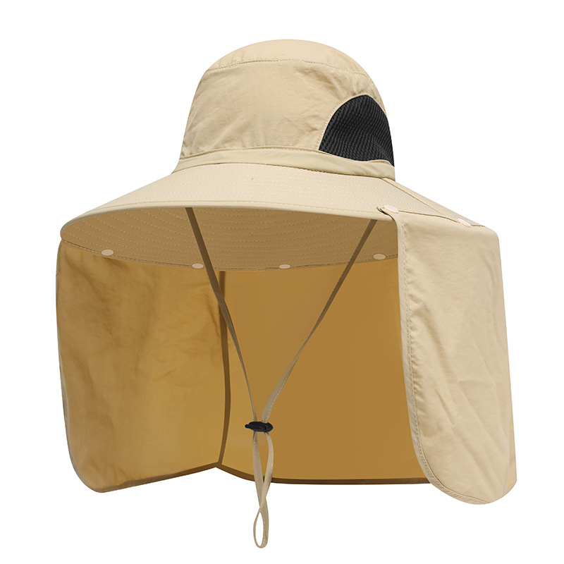 Wide Brim Bucket Sun Visor Hats With Neck Flap