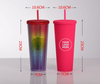 Hot Sell 24oz Double Wall Plastic Studded Tumbler with Straw