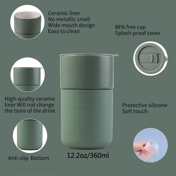 Ceramic Travel Coffe Mug with Splash Proof Mug Lid
