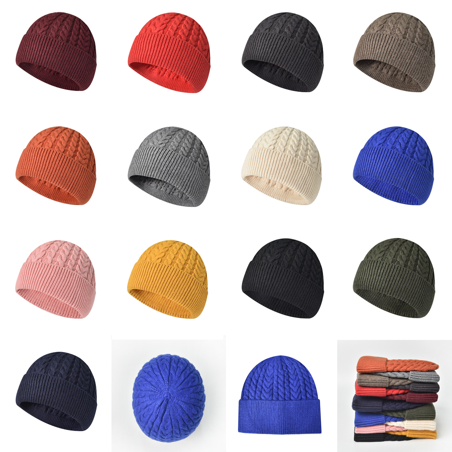 Cable Knit Beanie Hats for Women Men Ski Skull Cap Slouchy Winter Hat