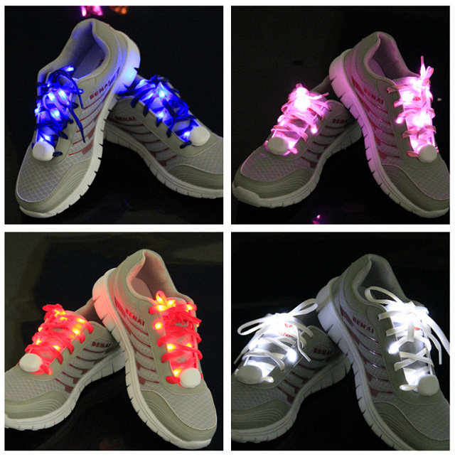 LED Light Up Shoe Laces Nylon Shoelaces Colorful Flashing Shoe Laces