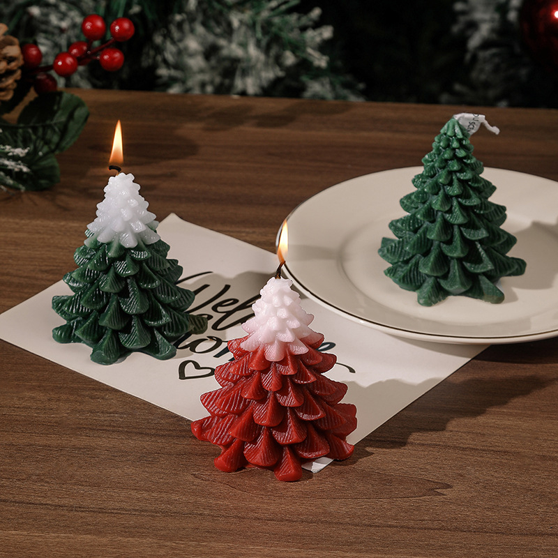 Christmas Tree Shaped Decorative Scented Candle 6h Burning Times Natural Paraffin Wax Candle Holiday Gifts