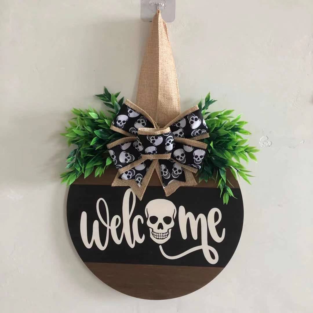 Halloween Doorplate Wood Ornament Festive Decoration