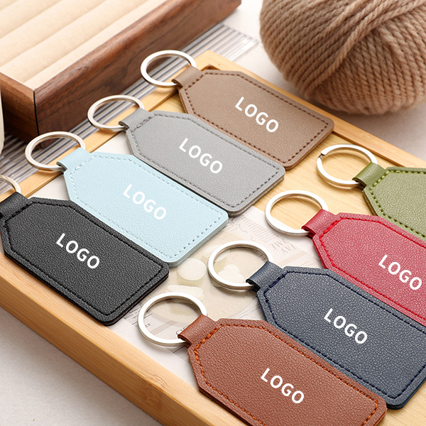 Custom LOGO Blank PU Leather Car Keychain