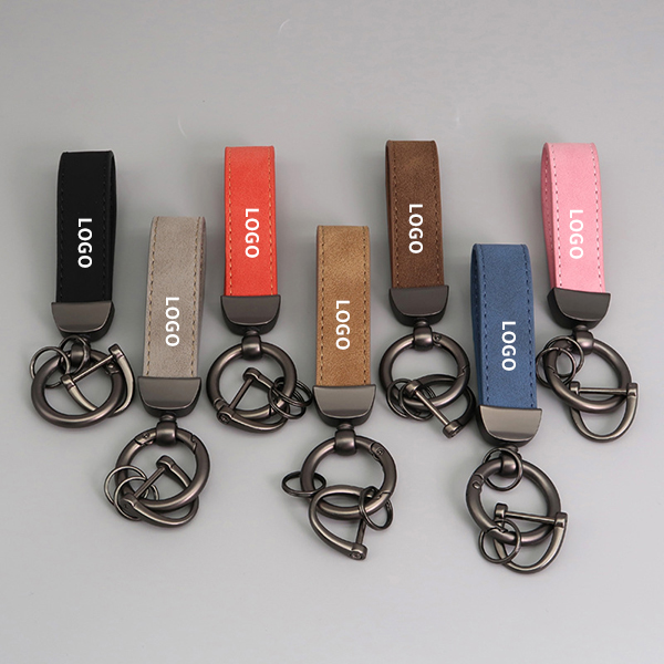 Leather Loop Keychain With 3 Keyrings and 1 Screwdriver