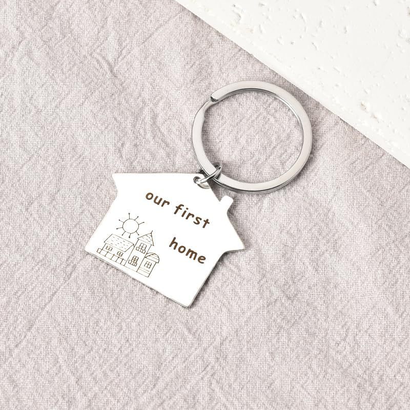 Stainless Steel House-Shaped Keychain
