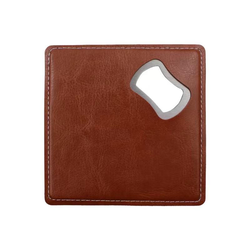 Square Leather Coaster Bottle Opener