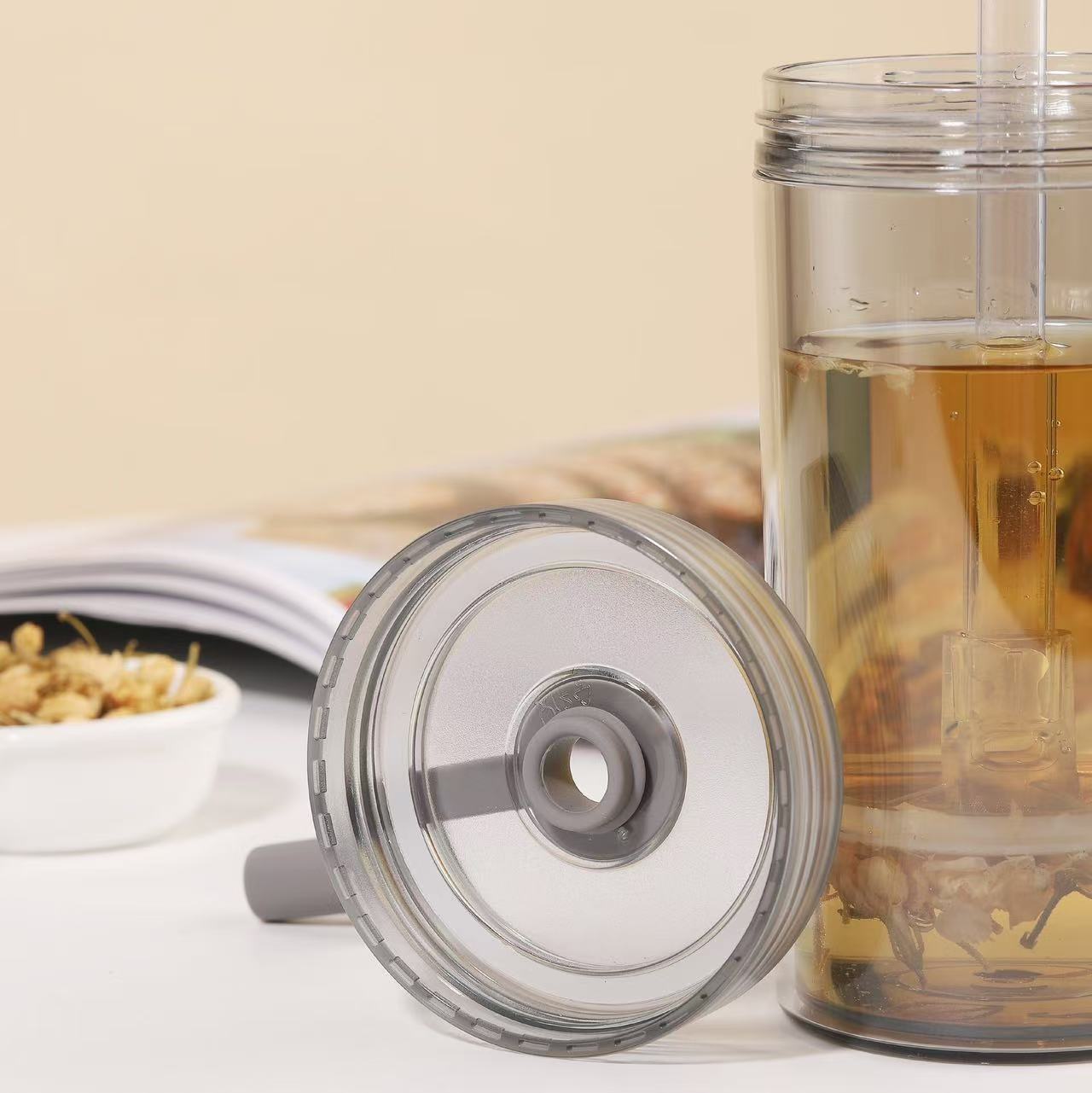 12oz Anti Scald Double-layer Office Straw Cup