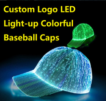 Colorful LED Fiber Optic Rechargeable Baseball Caps Hats