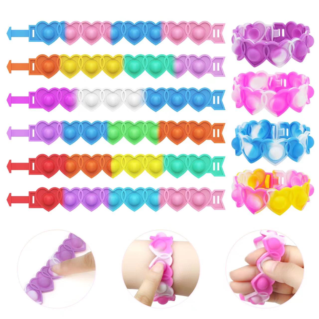 Heart Push Pop Bubble Bracelet