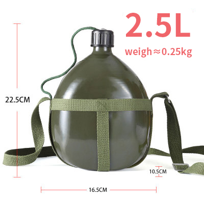 Portable Aluminium Military Army 2.5L Water Bottle 
