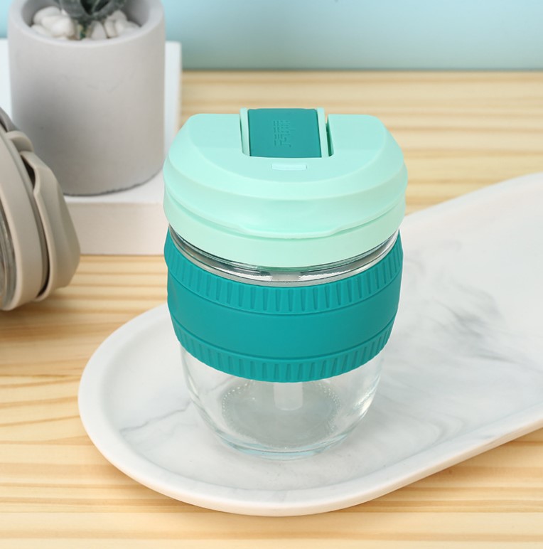 12oz 350ml Leakproof Straw Glass With Lid