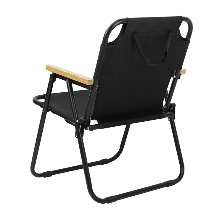 Folding Outdoor Chair With Wooden Armrest In A Bag