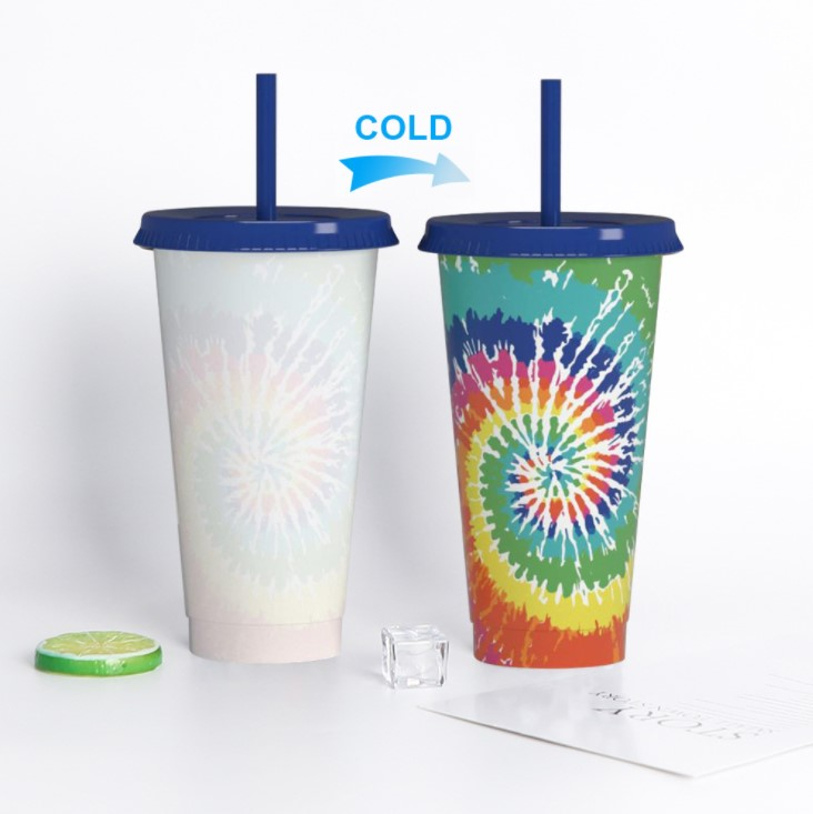 Christmas Cold Color-changing Straw Plastic Tumbler Cups