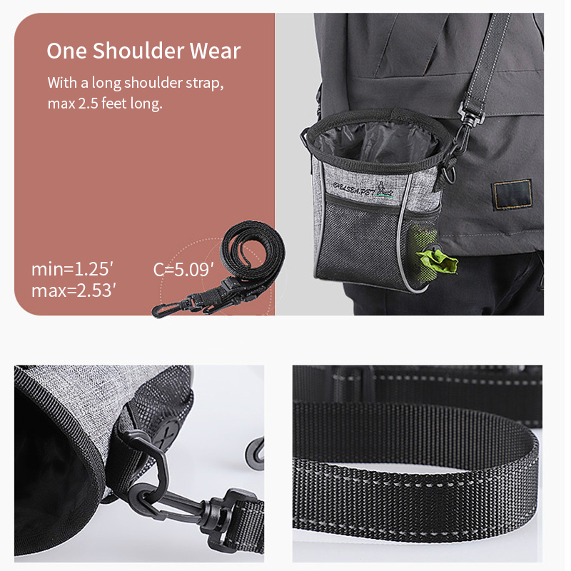 Dog Treat Training Pouch Puppy Treat Bag with Waist Belt Shoulder Strap Waist Clip Easy to Carry