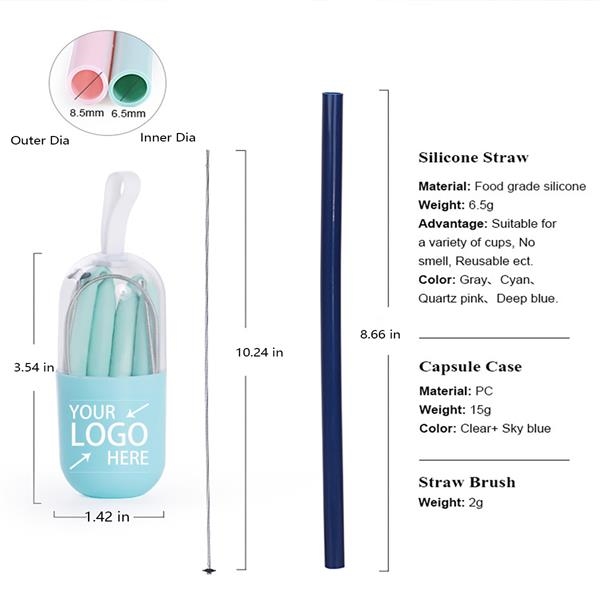 Reusable Silicone Straw in Keychain Carrying Case