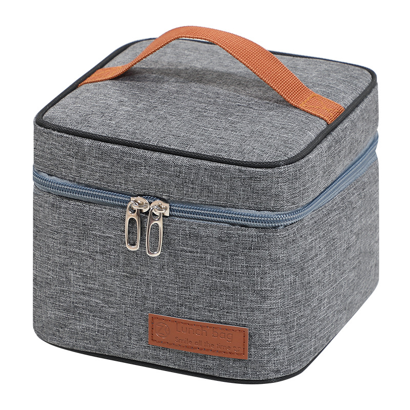 Cationic Leather Patch Square Lunch Cooler Bag