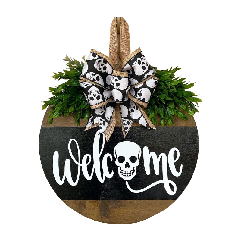 Halloween Doorplate Wood Ornament Festive Decoration