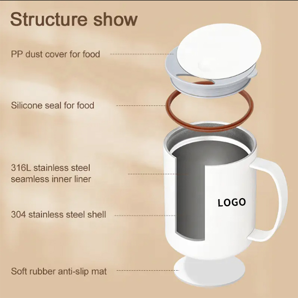 400ml Stainless Steel Coffee Mug with Rotating Lid