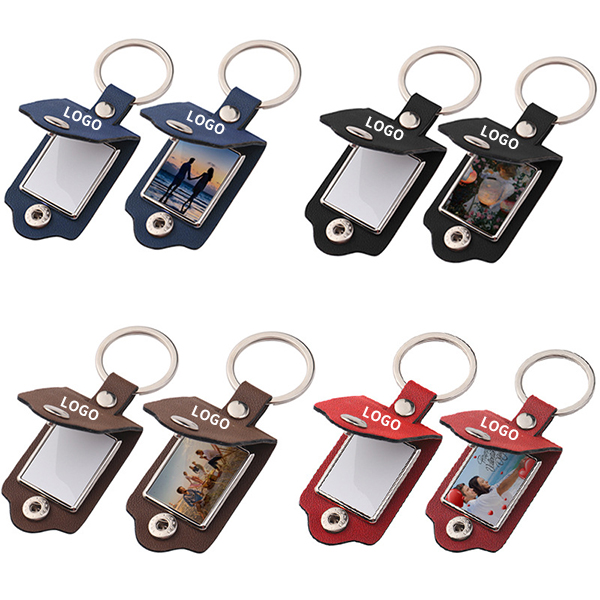 Blanks Leather Digital Photo Metal Key chains Laser Printing Key Rings