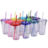 15oz Plastic Transparent Straw Water Cup