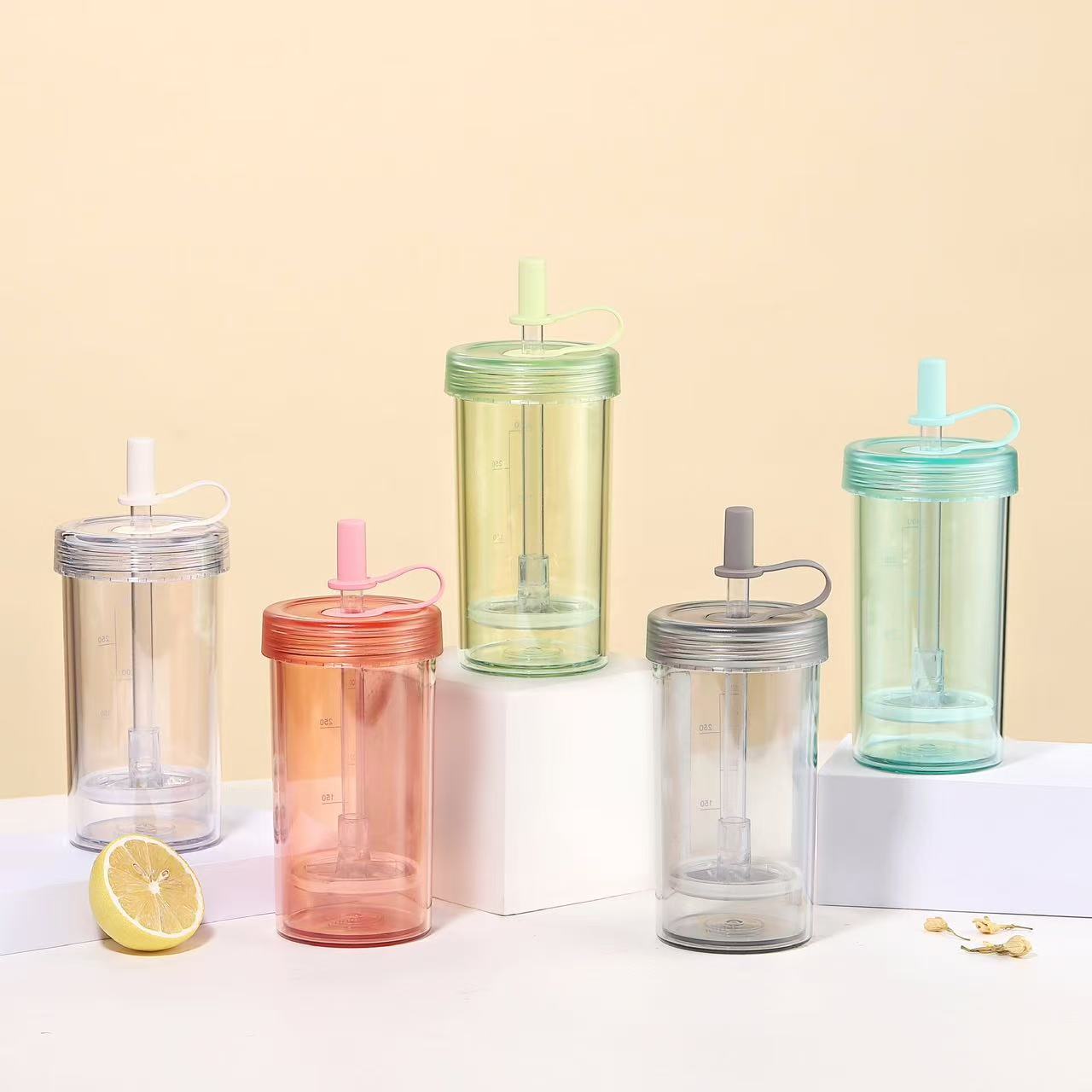 12oz Anti Scald Double-layer Office Straw Cup