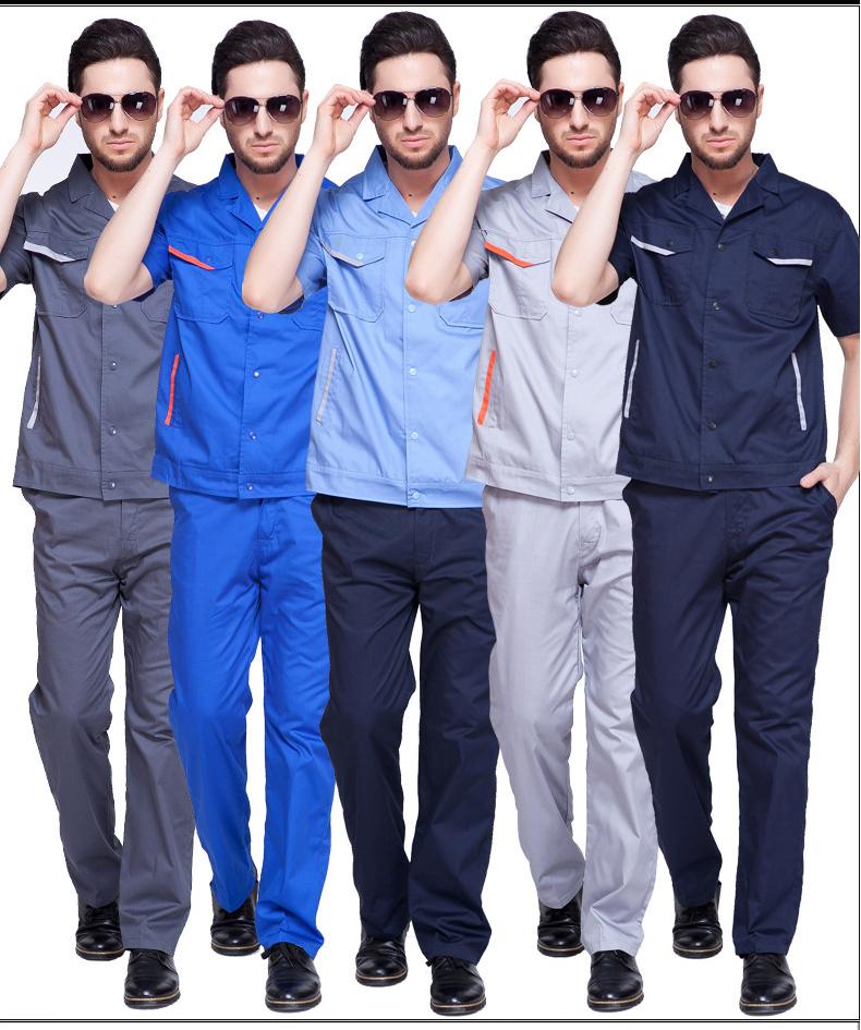 Utility Work Jacket Shirt Workwear Set Short Sleeve